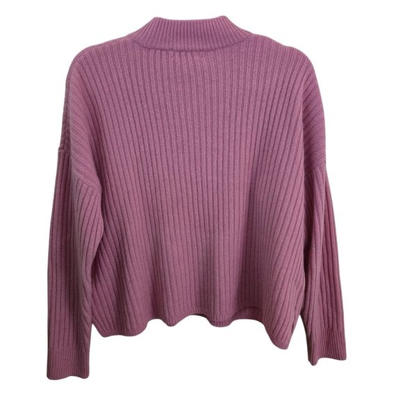 Madewell Resourced Cashmere Ribbed Mockneck Pullover Sweater Flamingo Size M - Picture 3 of 8